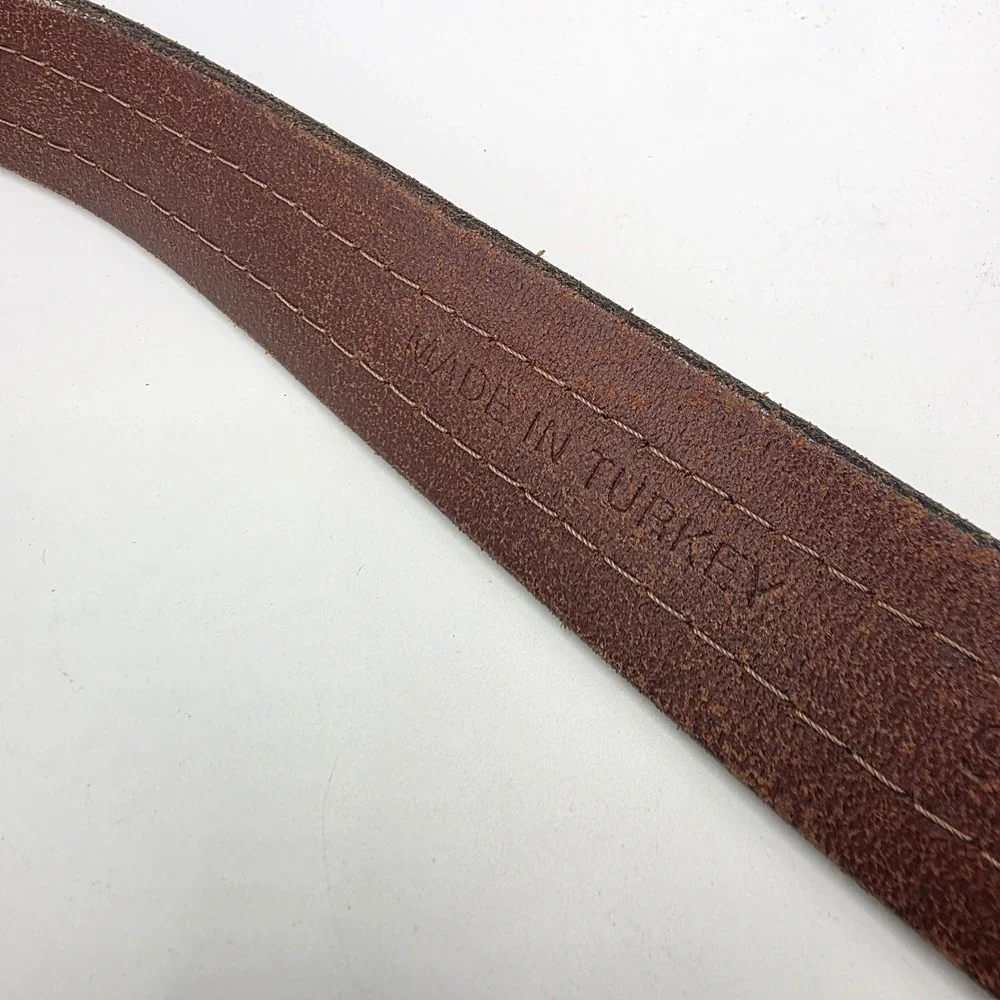 Nautica Mens Brown Leather Nautical Signal Flag Belt Brass Buckle 38 93802T